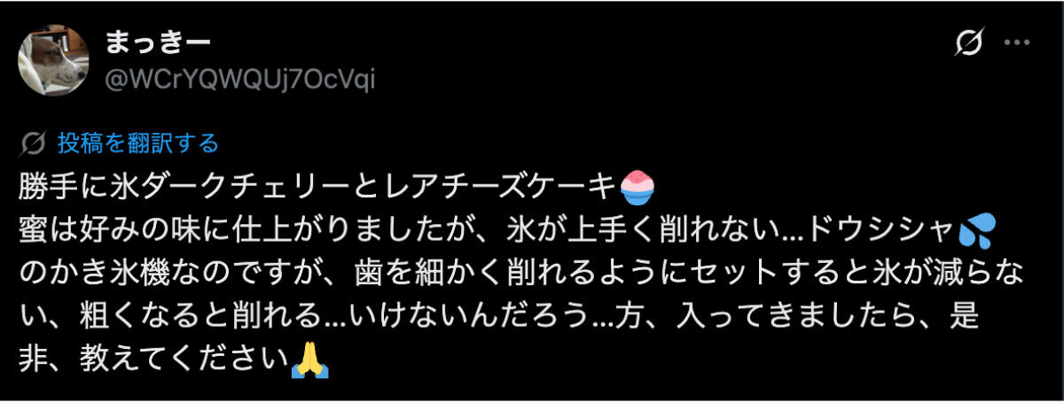 ドウシシャかき氷機・悪い口コミ2