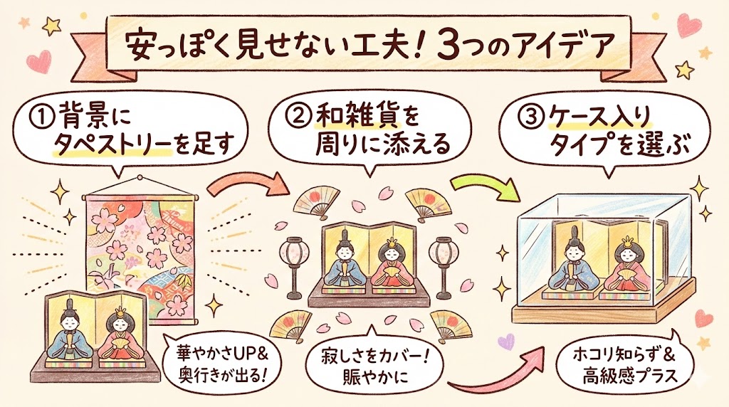 ちりめん雛人形を安っぽく見せない工夫