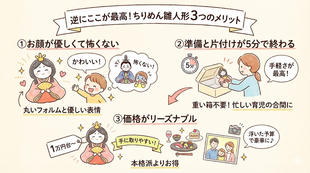 ちりめん雛人形3つのメリット